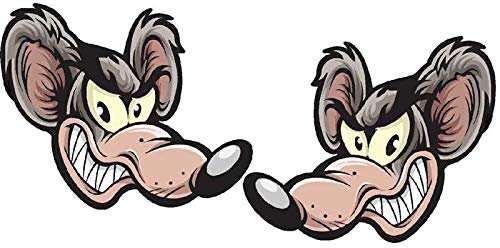 2 Aufkleber für Motorradhelm, Ratte