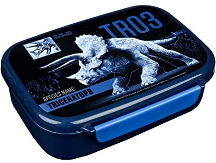 Scooli Jurassic World Kids' Lunch Box - Blue, 2-Compartment, BPA Free Plastic, Removable Divider, Click Closure