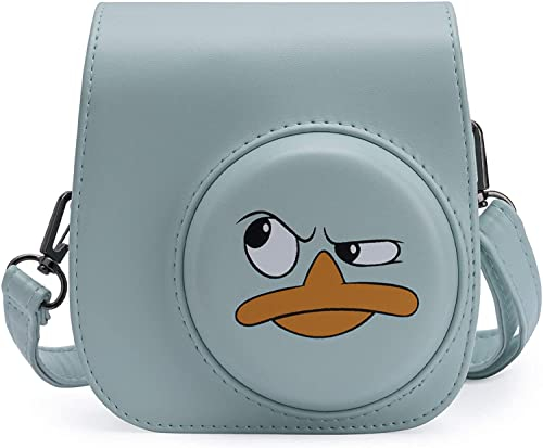 Frankmate Protective Case for Fujifilm Instax Mini 12 11 Instant Camera Leather Bag Cover with Removable Adjustable Strap (Cute Duck)