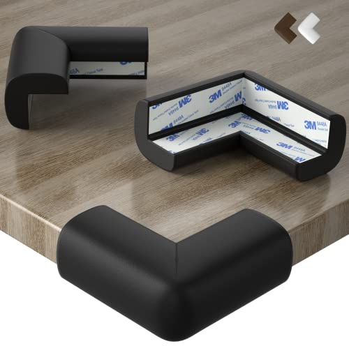 DEASANA® 20 Protections Coins en Caoutchouc - Coussin Large pour Protection Maximale de Bébé - Protège-Coin de Table - avec Adhésif Double Face 3M Pré-Fixé - Produit Certifié (Blanc, Noir et Marron)