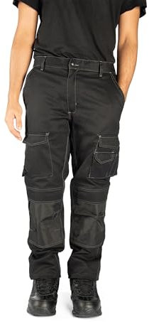 Security Lines Men's Highland Multibolsillos Work Pants Pantalones de Seguridad con Cremallera YKK Pantalones elásticos tamaño de Cintura - 34 a 60 (Negro, 50)