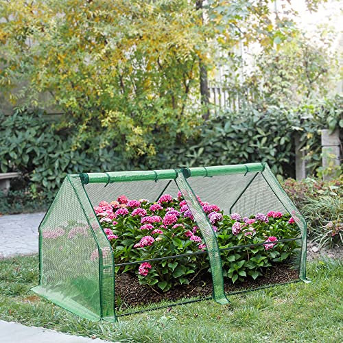 Mini Serra da Balcone/Terrazza per Piante e Fiori (LxPxA) 180 x 90 x 90 cm Telaio in Acciaio, Copertura in PE Verde Reticolato - Forma di Casetta