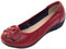 Jamron Women Genuine Leather Comfort Shoes Soft Sole Ballerinas Low Wedge Heel Slippers Burgundy SN070358 UK6.5
