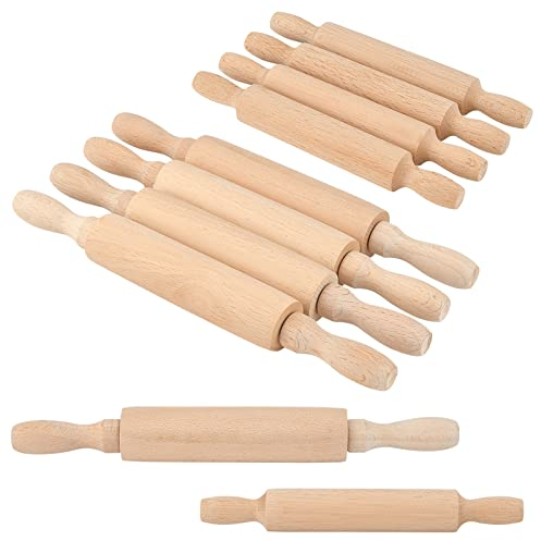 OLYCRAFT Mattarello in Legno 20x25 cm (4 pz) e 14x19 cm (10 pz) Resistente al Legno con Maniglie Comode per Pasticceria Ideale per Pasta Pizza Biscotti e Artigianato