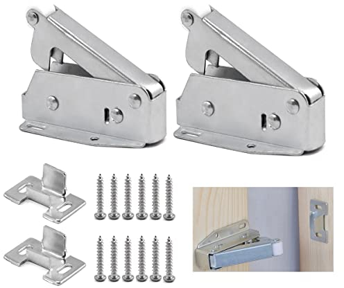 2 X Quick Automatic Door Spring Catch for Press to Open Cupboard Doors and Loft Attic Hatches, Cold-Rolled Steel