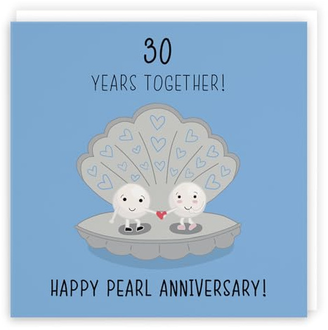 Hunts England - Large 30th Wedding Anniversary Card - Large Size - Pearl Anniversary - Iconic Collection - Large - 210 x 210 mm - 30 Years Cute Anniversary Card For Him, Her, Couples, etc.