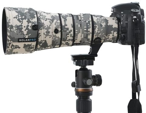 ROLANPRO Regendichte Objektivabdeckung für Nikon AF-S 500 mm F5.6E PF ED VR Regenschutz – langlebige und vielseitige Objektivschutzhülle, #UCP Grey Camo wasserdicht