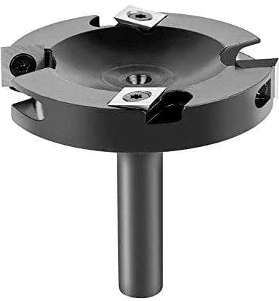 SpeTool Broca de enrutador de superficie de alerón CNC, vástago de 1/2 pulgada de diámetro de corte de 3 pulgadas, 2+2 insertos de carburo para alisar losa de carpintería