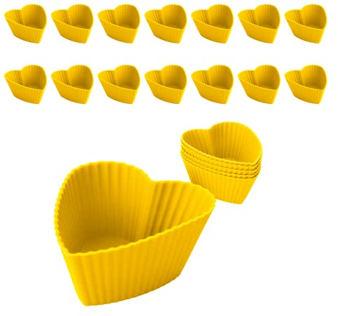 Pirottini in Silicone per Muffin Riutilizzabili – Pirottino Cupcake a Forma di Cuore – Pirottini Friggitrice ad Aria Forno Microonde e Freezer