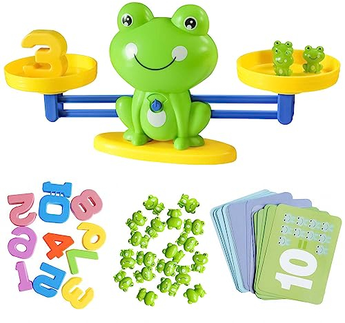 Montessori Mathematik-Spielzeug, Mathematik, Lernspielzeug, Math-Spielzeug, Frosch, Mathblock, Digitale Karten, Lernspielzeug, Mathematikspiele, Geschenke für Kinder 3, 4, 5, 6 Jahre (Grün)