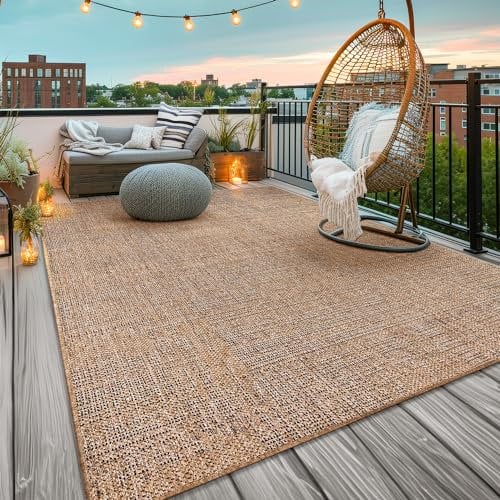 TT Home Alfombra Exterior Terraza Cocina Salon Etnica Abstract Monocromo Lavable, Color:Beige Marron, Tamaño:120x160 cm
