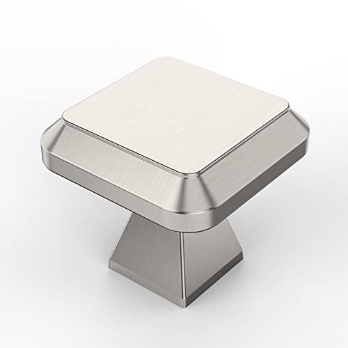 Amerdeco 10 Stück Möbelknöpfe Gebürsteter Nickel Küchenbeschläge Schrankknöpfe für Schrank, Kleiderschrank, mit einem Schrauben UK0015