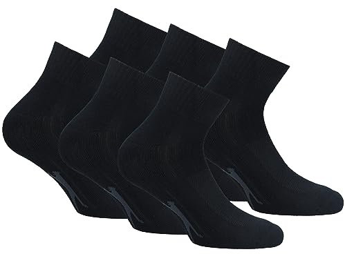 Slazenger 6 Paar Quarter Tech Socken - Frottee Einlegesohle - Herren (Schwarz, 39-42)