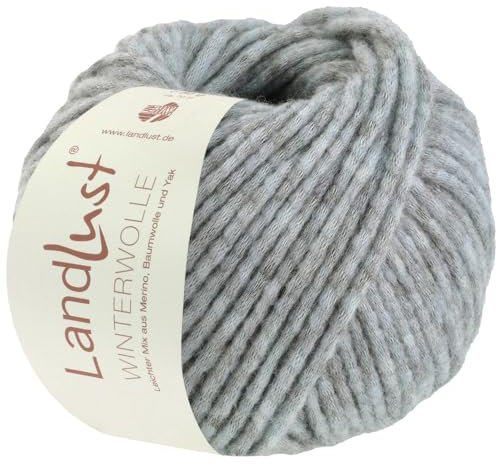 LANA GROSSA Landlust Winterwolle | Soffilo mit Yakfasern | Handstrickgarn aus 50% Schurwolle (Merino), 35% Baumwolle & 15% Yak | 50g Wolle zum Stricken & Häkeln | 70m Garn FB32