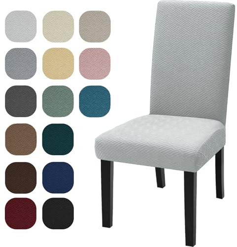 YSTELLAA Stuhlhussen 4er Set, Stuhlhussen Stretch, Sesselüberzug, Universal-Sitzbezug, Waschbar Und Abnehmbar, Dekoration Stuhlbezug Für Haus, Bankett-/Büro-Hochzeitsdekorationen, Silber-Grau