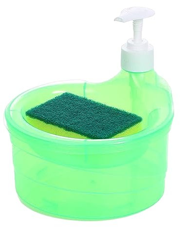 awakentti 2 in 1 Seifenspender - 1000ML Schwammhalter Spüle Geschirr Waschen Seifenspender, Geschirrspülen Flüssigseifenspender mit Schwammhalter, für Küche (Grün)