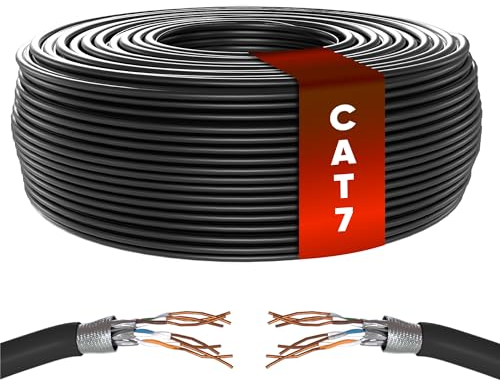 Mr. Tronic Granel Cable Ethernet Cat 7 De 25m, Bulk Cobre Puro Cable de Red LAN Para Internet Rápida & Fiable - 100% Cobre Cat7 a Granel, 10 Gbps Internet 600 MHz SFTP (25 Metros, Negro)