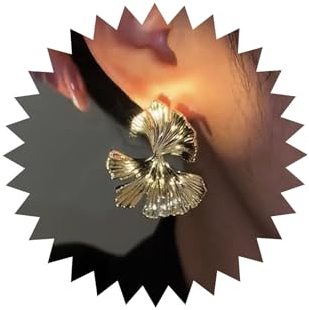 TseenYi Boho Ginkgo Blatt Ohrringe Vintage Ginkgo Blume Tropfen Ohrringe Gold Blatt Ohrstecker Metall Ginkgo Blätter Ohrringe Punk Übertrieben Ohrringe Schmuck Für Frauen Und Mädchen