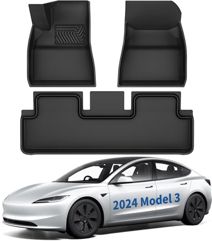YITAHOME Tesla Model 3 Highland Fußmatten, Allwetter Anti-Rutsch Hochwandig 3D wasserdichte Allwetter-Innenmatten Antirutschmatten Set Kompatibel mit Nur Model 3 Highland 2024 (3 Stück Fußmatten)