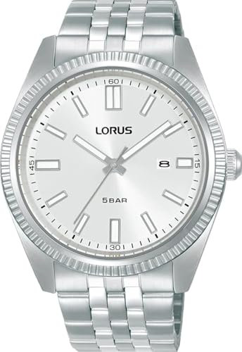 LORUS Herren Analog Quarz Uhr mit Edelstahl Armband,Silber