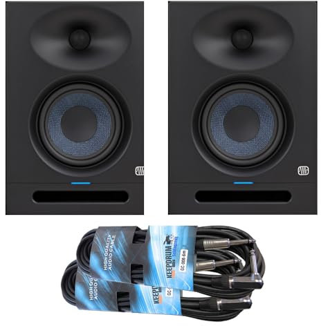 PreSonus Eris Studio 5 Aktive Monitor-Boxen 5,25 Multimedia Lautsprecher 1 Paar + 2X keepdrum Klinkenkabel