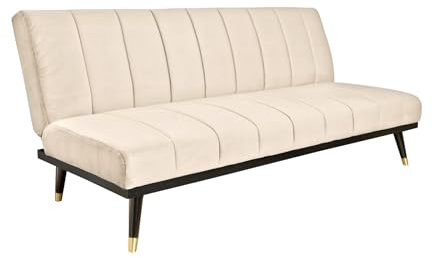 Riess Ambiente Design Schlafsofa Petit BEAUTÉ 180cm Champagner Samt 3-Sitzer