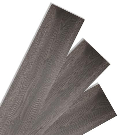 Herrselsam PVC Bodenbelag Selbstklebende, 7 Fliesen ca. 1m² Vinyl Laminat Rutschfeste Wasserdichte Schneidbar Fliesenoptik Bodenfliesen, 91,5cm x 15,2cm Dicke 1,5 mm (Night Oak)
