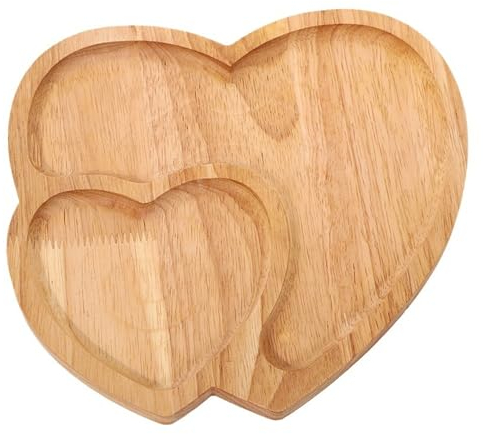 Servizio vassoio piatto a forma di cuore a forma di legno cuore che serve vassoio romantico cartoperie 2 scompartimento 9.1x8.7 nel piatto del cuore candela della cena a lume di candela
