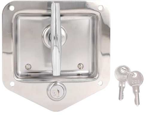 Uadme Cerradura de Puerta para Remolque de Acero Inoxidable, Pestillo de Caja de Herramientas, Cerraduras de Caja de Herramienta para Camión, con 2 Llaves