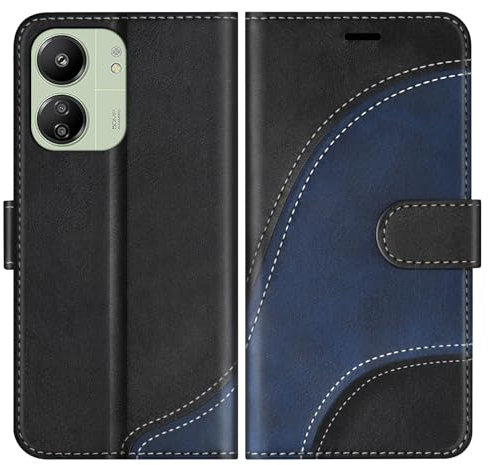 BoxTii Cover per Xiaomi Redmi 13C 4G / 5G / Xiaomi Poco C65, Custodia in PU Pelle Portafoglio, Magnetica Cover a Libro con Slot per Schede per Redmi 13C 4G / 5G / Xiaomi Poco C65, Nero