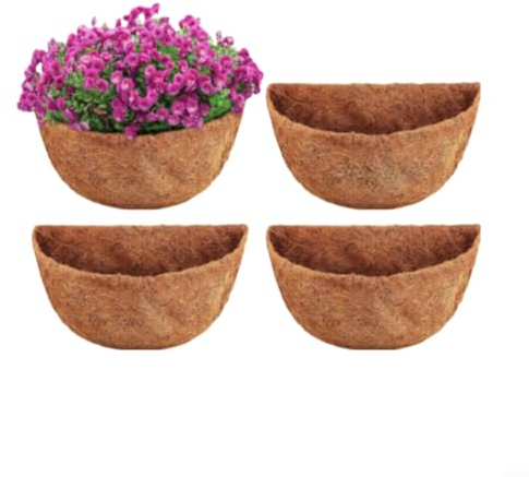 CWOQOCW 3 Stück 40,6 cm halbrunde Kokosfaser Hängekorb, Garten, Pflanze, Blumentopf (40,6 cm)