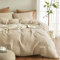 Boqingzhu Doppelte Muslin Bettwäsche Beige 135x200cm Baumwolle Weich Kuschelig Sommer Baumwollbettwäsche Set Leinen Bettbezug 135x200cm und Kissenbezug 80x80cm mit Reißverschluss