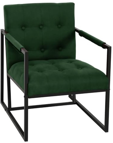 SVITA Jones Cocktail-Sessel Loungesessel gepolstert mit Stahl-Rahmen Samtbezug Dunkelgrün