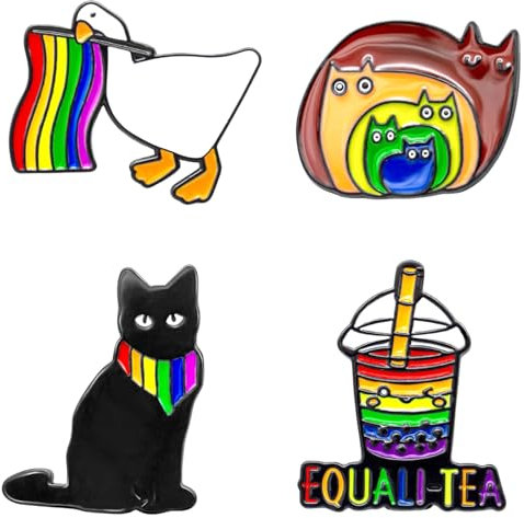 Ruzister 4 Stück Pride-Anstecker, Regenbogen-Anstecker, Pride-Anstecker in großen Mengen, Pride-Flagge, LGBT-Emaille-Anstecker, Pride-Brosche, Anstecker für Kleidung