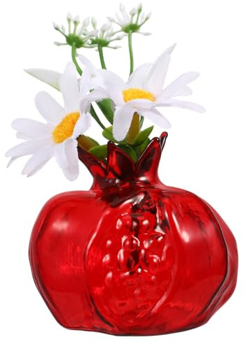 OFFSCH 3st Granatapfelglasvase Dünne Vase Knospenvasen Ballon Schlafzimmer-Arrangement-vase Container Blumenvasen Für Tafelaufsätze Pfau Terrarienbehälter Spielzeug Vase in Fruchtform Rot