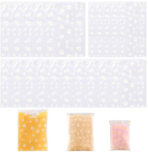 25 Pcs Frosted Zip-Lock Seal Clothes Bags,Reusable Ziplock Bags,Daisy Clear Seal Bags,Waterproof Luggage Organiser for Home,Travel Clothes Storage Bags for Cloth Shoe Underwear,Travel Accessories