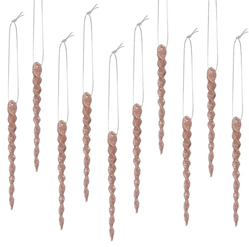 30 Pcs Plastic Icicle Twisted Plastic Icicle Christmas Ornaments Christmas Tree Hanging Decoration and Holiday Xmas Party Wedding Hanging(5.12 Inch,Bright Red Bronze)