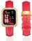 BINLUN Leather Strap Compatible with Apple Watch 45mm 44mm 41mm 40mm Women Leather Band with Glitter Diamond Rhinestone Case Compatible with iWatch Series 9/8/7/SE2/SE/6/5/4（45mm, Red）