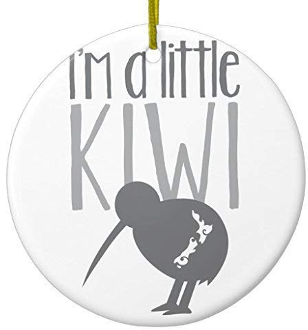 Weihnachtsbaumschmuck 7.3cm, Ich Bin EIN Kleiner Kiwi, Süßer Neuseeland-Vogel Runde Keramik Ornament Personalisierte Weihnachtsanhänger Lustige Christbaumschmuck Anhänger Für Hausdeko Party
