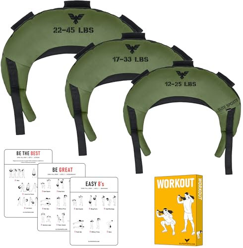 Elite Sports Bulgarische Canvas-Tasche, Fitness-Leinwand, MMA, Fitnessstudio, Cross-Workout, Training, Sandsack, 17, 25, 33, 20,4 kg (ungefüllt) (Waldgrün, 7,7 kg)