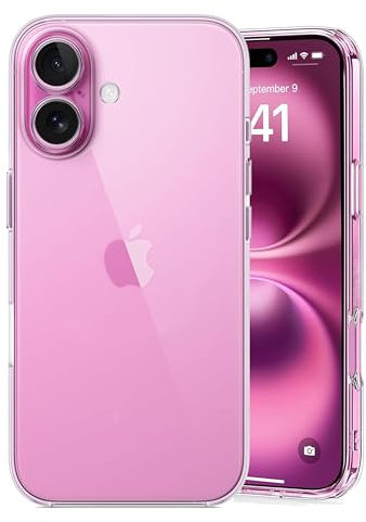 TECHTRENCH Ultra Clear for iPhone 16 Case [Anti-Yellow Tech] [Military Protection] Slim Thin Case for iPhone 16 Cover - Crystal Clear