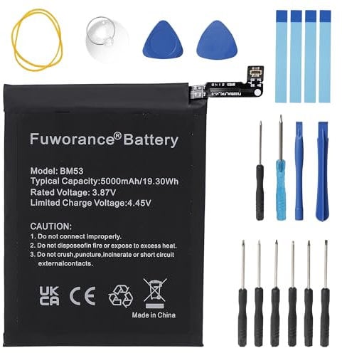 Fuworance 5000mAh 3.87V BM53 Replacement Battery Compatible with Xiaomi Mi 10T/10Pro 5G M2007J3SY M2007J3SG Mobile Phone Rechargeable Li-ion Battery High Capacity Long-Lasting with Tools Kit