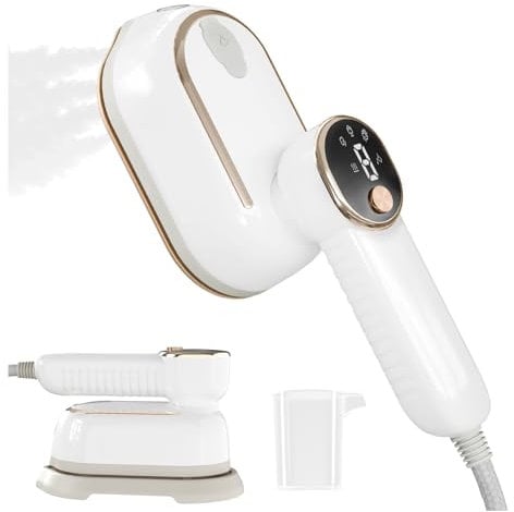 Travel Steamer for Clothes, 1400W Travel Iron, 10-Second Rapid Heat-Up Clothes Steamer with LCD, 180° Rotating Handle & Ceramic Soleplate for Travel, Home, Office Use
