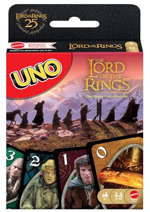Mattel Games UNO The Lord of the Rings Card Game, Ages 7+, Players 2-10 | Movie-Themed Graphics with Special Hunt For The Ring Rule, For Kids, Teens & Family Nights, JMF13