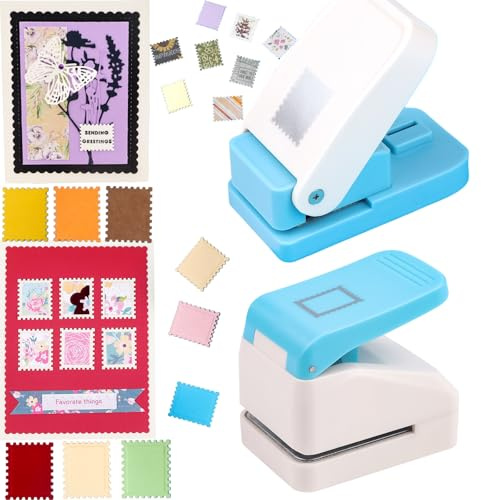 2 x Stempelpapierstanzer, 2 x 2,8 cm und 2,8 x 2,9 cm Prägeschablone, Stanzer für Bastelarbeiten, Scrapbooking, Projekte