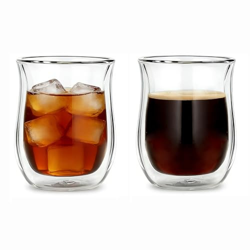 Easyworkz Juego de 2 tazas de café de vidrio de doble pared, 350 ml, tazas de vidrio de borosilicato transparente para café, té, whisky, cócteles y todas las bebidas