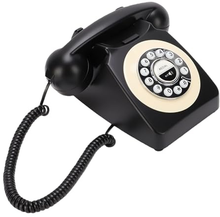Garsent Teléfono Bluetooth Retro, Teléfono Fijo Bluetooth, Inalámbrico Antiguo de Estilo Vintage con Batería Recargable USB, Llamadas Manos Libres y Reproducción de música. (Black)
