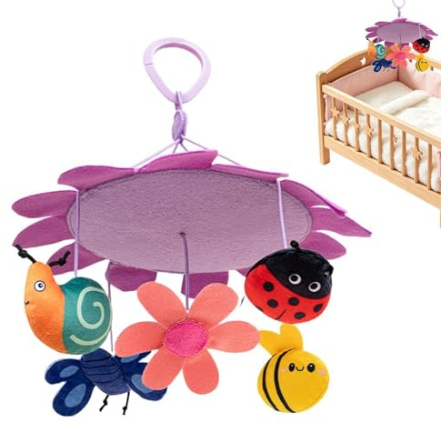 Lunaobrik Kinder-Mobile für das Kinderbett,Früh Lernendes Plüsch-Cartoon-Spielzeug - Mobile für das Kinderbett mit Glöckchen,Für Autoreisen, Wand, Zuhause, Schlafzimmer, Wohnzimmer, Mädchen Und