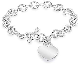 Tuscany Silver Damen Sterling Silber 16mm x 20.5mm Herz Charm Belcher Chain T-Bar Armband 19cm/7.5zoll 8.27.0772
