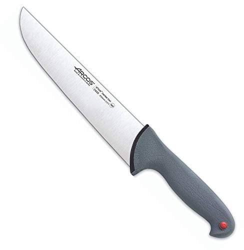Arcos Serie Colour Prof - Cuchillo Carnicero - Hoja de Acero Inoxidable NITRUM de 250 mm - Mango de Polipropileno recubierto de Elastómero Color gris